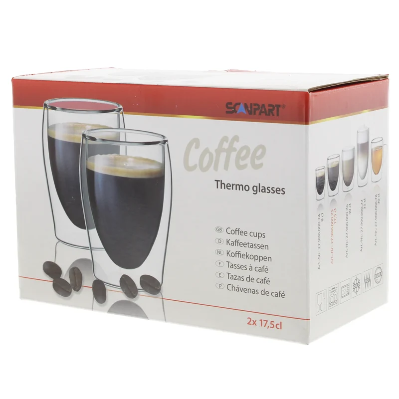 SCANPART - Verre isotherme à double paroi - Pour café - 2 x 17,5 cl
