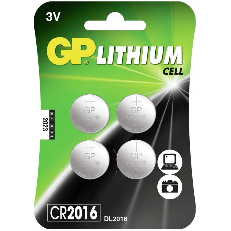 GP Lithium CR2016 - Multipack - 4 Pièces - 3 V - 90 mAh - Cellule bouton