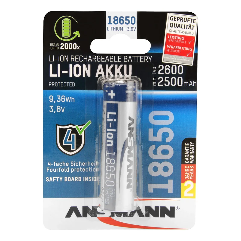 ANSMANN Li-ion 18650 - 3.6 V - 2600 mAh - Rechargeable Batterie