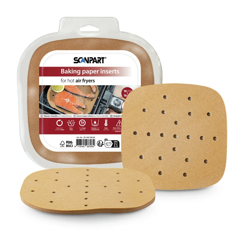 SCANPART - Papier cuisson pour friteuse à air chaud - 100 pièces - 16 cm x 16 cm