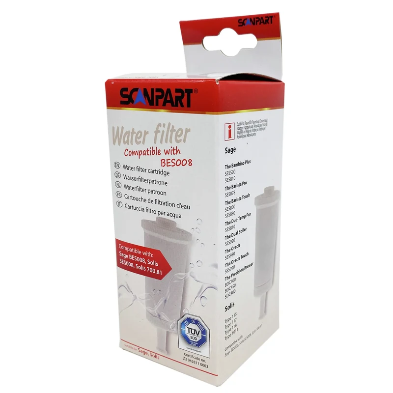 Scanpart Filtre à eau enfichable compatible avec Sage BES008 applicable dans les machines à café de Sage|Solis|ClaroSwiss