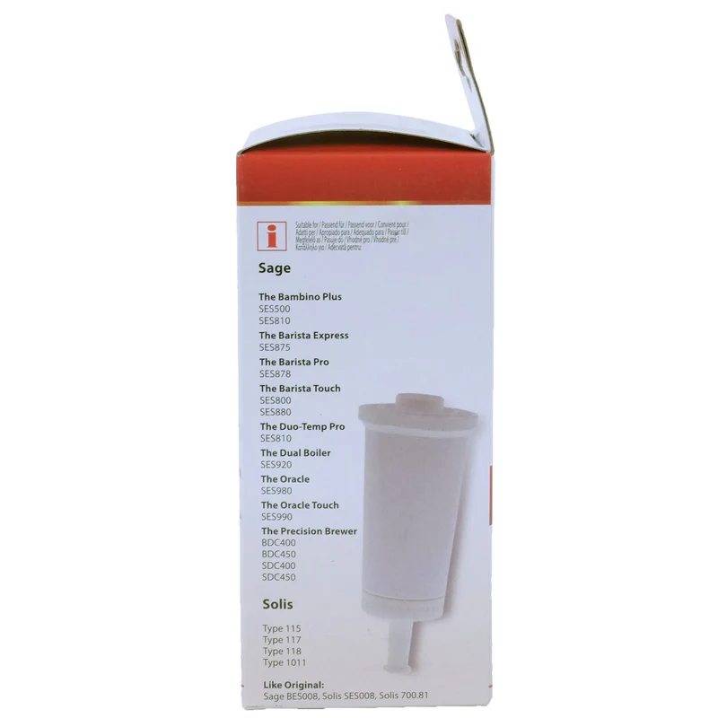 Scanpart Filtre à eau enfichable compatible avec Sage BES008 applicable dans les machines à café de Sage|Solis|ClaroSwiss