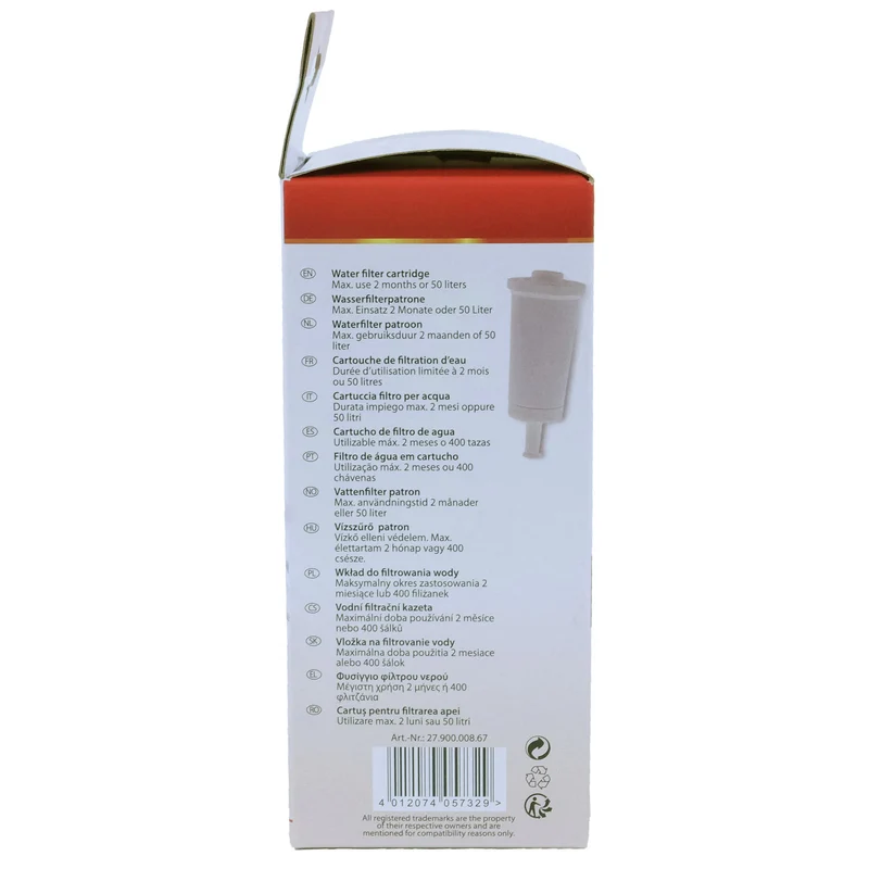 Scanpart Filtre à eau enfichable compatible avec Sage BES008 applicable dans les machines à café de Sage|Solis|ClaroSwiss