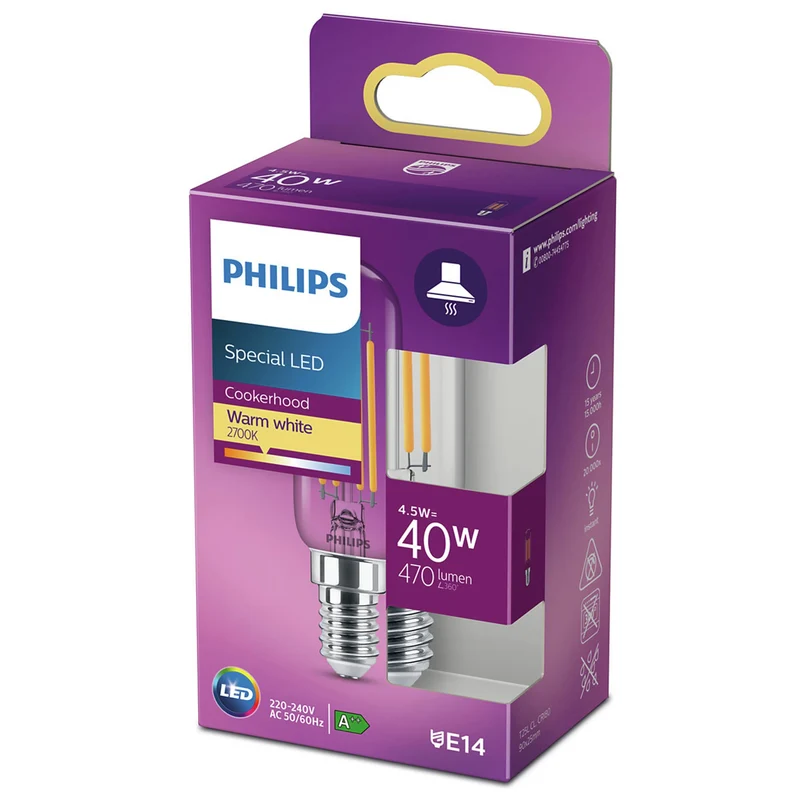 PHILIPS - Cookerhood Bulb - E14 - 40 W - 470 Lumen - 2700 K - Bright - Bulb