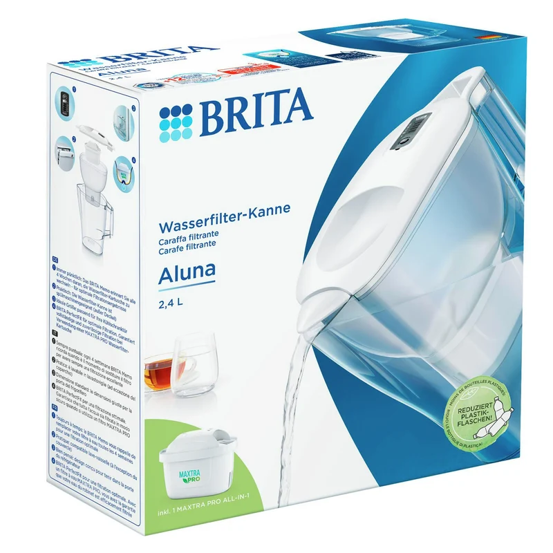 BRITA - Aluna Cool - Carafe filtrante à eau - Blanc - 2,4 L - Filtre à eau inclus