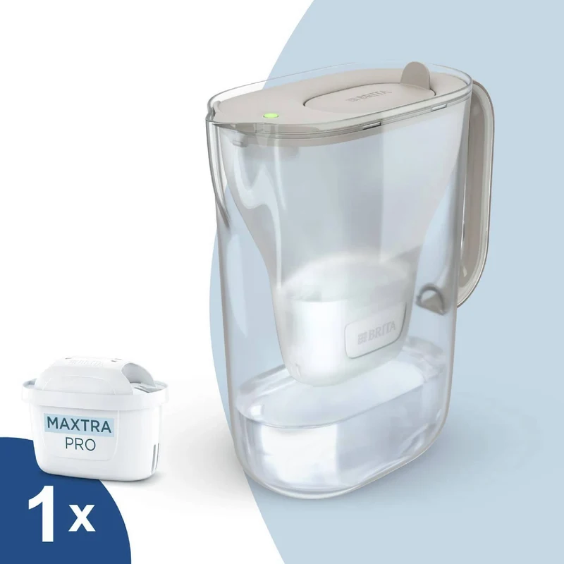 BRITA - Style Essential - Carafe filtrante à eau - Beige - 2,4 L - Filtre à eau inclus