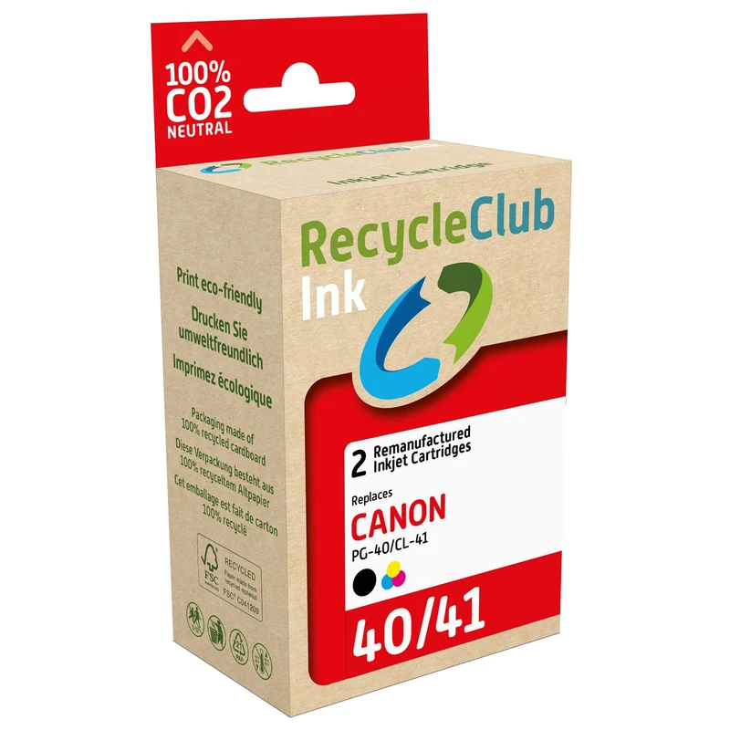 RECYCLECLUB Cartouche d'encre PG-40 | CL-41 - Duo Pack - Noir + Couleur - Remplace Canon
