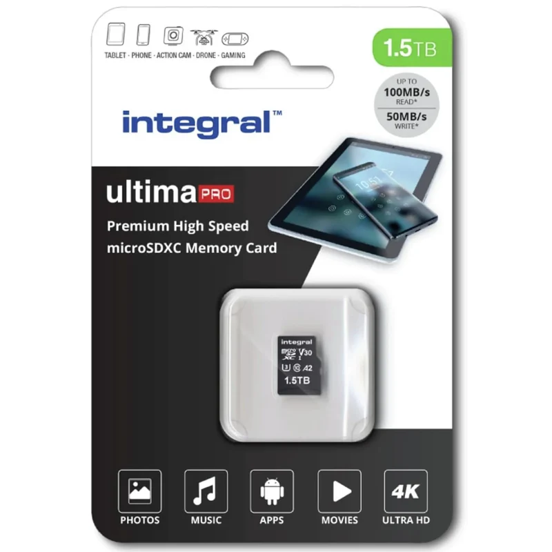 INTEGRAL - Carte mémoire microSD - 1,5 TB - SDXC - V30
