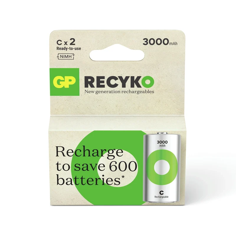 GP NiMH - Recyko C | HR14 - Pack duo - 1.2 V - 3000 mAh - Rechargeable Batterie