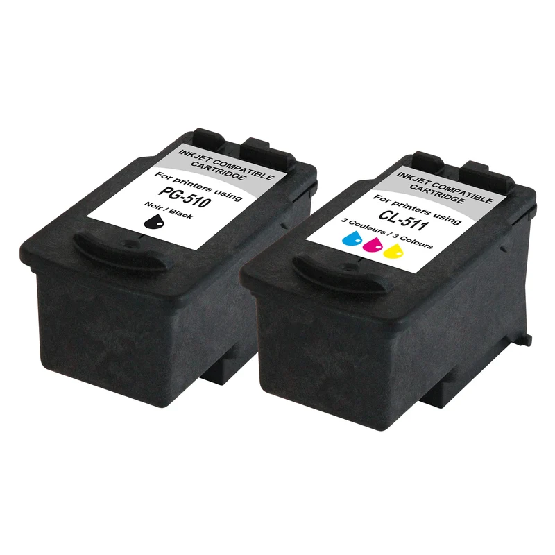 RECYCLECLUB Cartouche d'encre PG-510 | CLI-511 - Duo Pack - Noir + Couleur - Remplace Canon