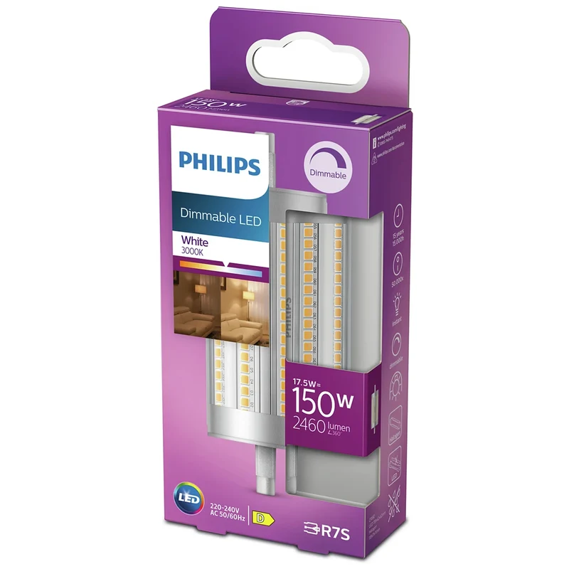 PHILIPS - Light tube - R7S - 150 W - 2460 Lumen - 3000 K - Bright - Light tube - Dimmable