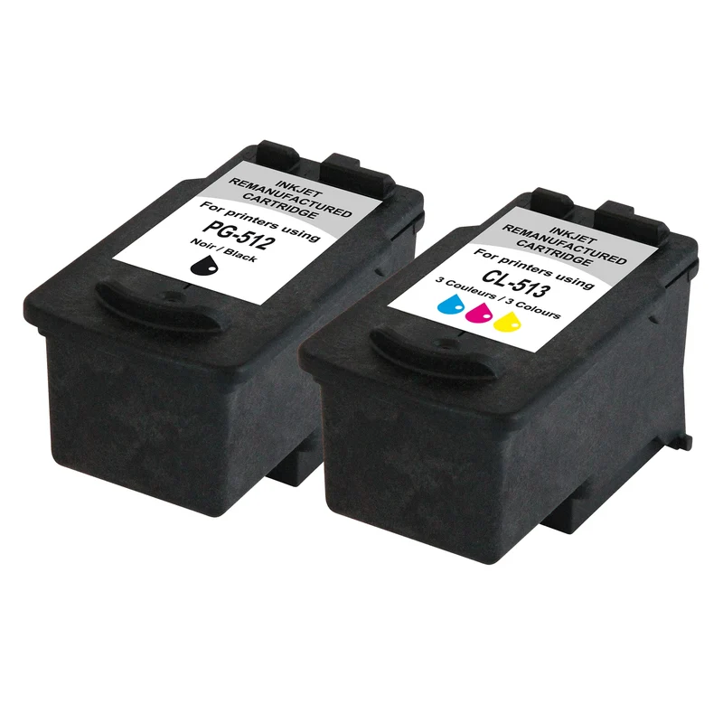 RECYCLECLUB Cartouche d'encre PG-512 | CL-513 - Duo Pack - Noir + Couleur - Remplace Canon