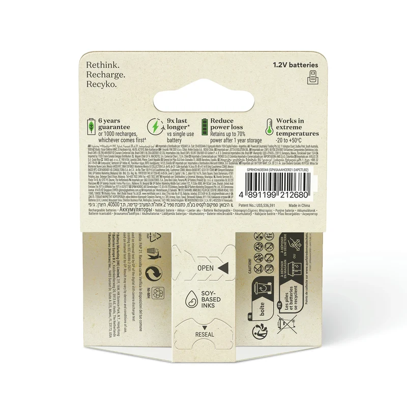 GP NiMH - Recyko AAA | HR03 - Pack duo - 1.5 V - 650 mAh - Rechargeable Batterie