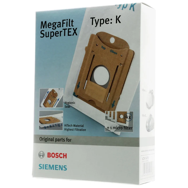 BOSCH SIEMENS Type: K - 4 Sacs d´aspirateur - 1 Microfiltre