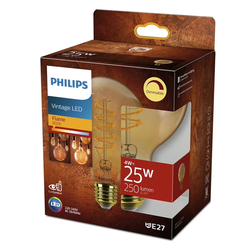 PHILIPS - Vintage Led - E27 - 25 W - 250 Lumen - 1800 K - Flame - Bulb big