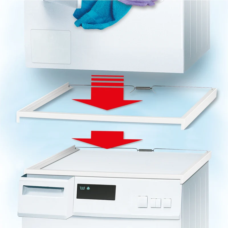 SCANPART - Kit de superposition lave linge seche linge - Blanc - Compact - Convient également aux machines à laver à coins arrondis