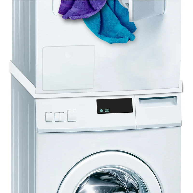 SCANPART - Kit de superposition lave linge seche linge - Blanc - Compact - Convient également aux machines à laver à coins arrondis