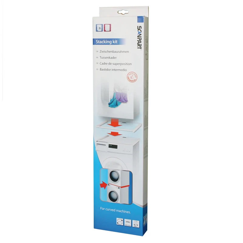 SCANPART - Kit de superposition lave linge seche linge - Blanc - Compact - Convient également aux machines à laver à coins arrondis