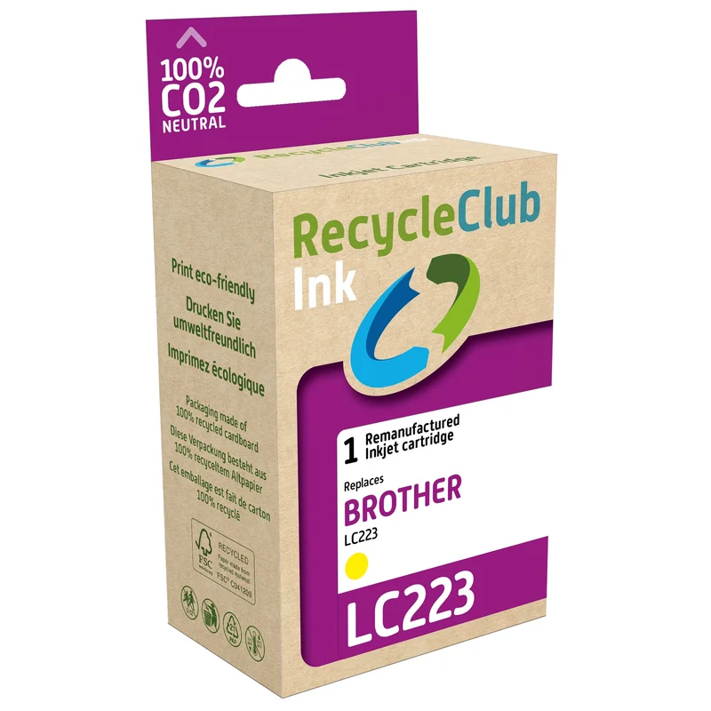 RECYCLECLUB Cartouche d'encre LC223Y - Jaune - Remplace Brother