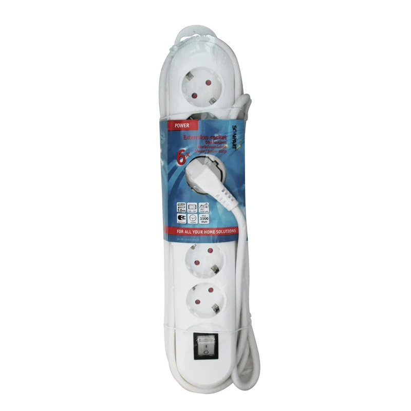 SCANPART - Multiprise - 6 x prise UE vers fiche UE - 5,0 m