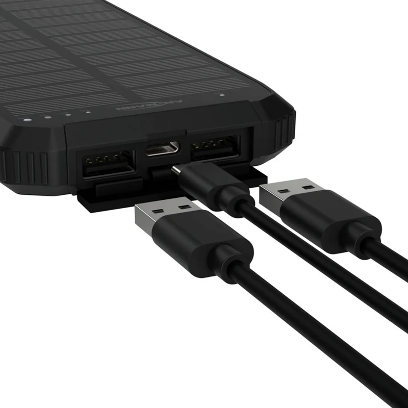 ANSMANN Banque de puissance - PB212W - Noir - 10000mAh - 1x USB-A (F)|Sans fil - Énergie solaire