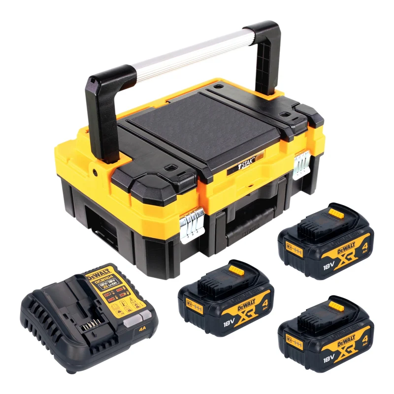 Kit de démarrage DeWalt DCB 1104 M3T 18 V avec 3 batteries de 4,0 Ah + chargeur DCB 1104 + TSTAK