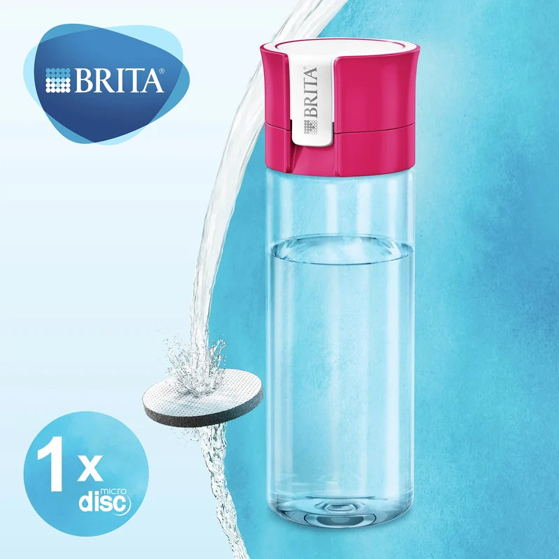 BRITA - Fill&Go - Gourde filtrante - 0,6 L - Rose - Filtre à eau inclus