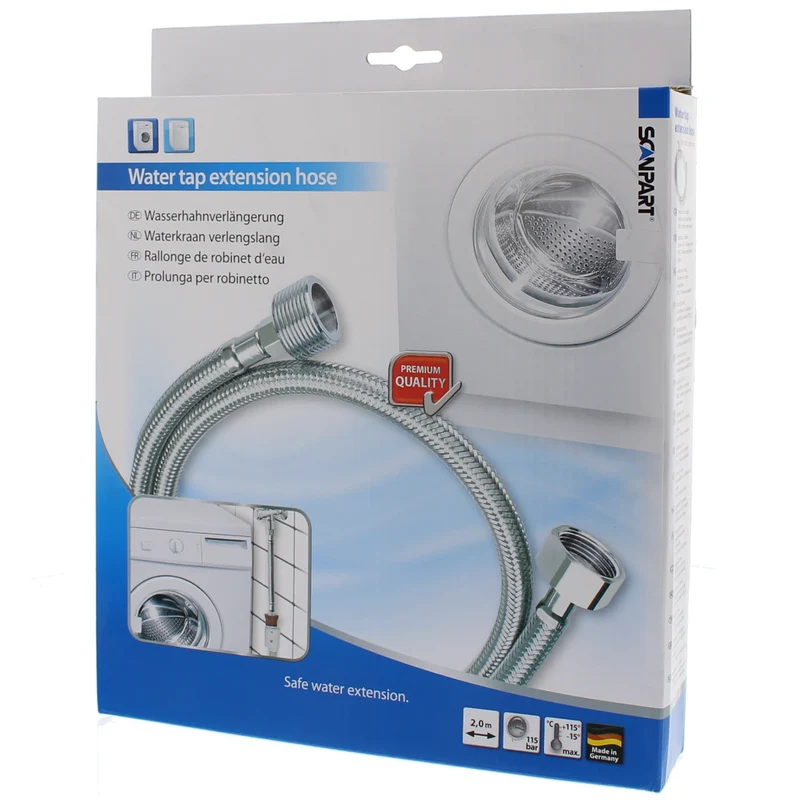 SCANPART - Verlengslang RVS - 3/4" droit - 3/4" droit - 115 bars - 2,0 m