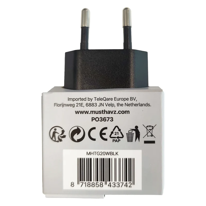 MUSTHAVZ - Chargeur - USB-C - 20 W - Noir