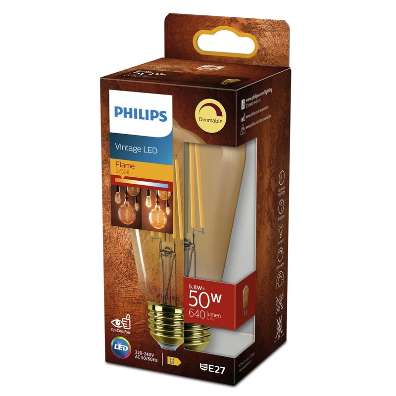 PHILIPS - Vintage Led - E27 - 50 W - 640 Lumen - 1800 K - Flame - ST64