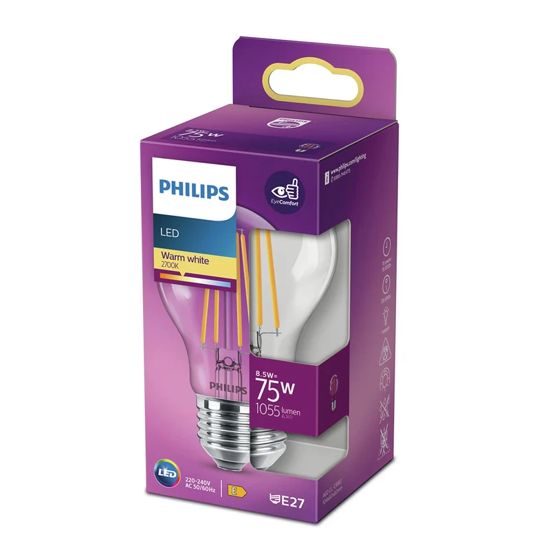 PHILIPS - Light Bulb - E27 - 75 W - 1055 Lumen - 2700 K - Bright - Bulb