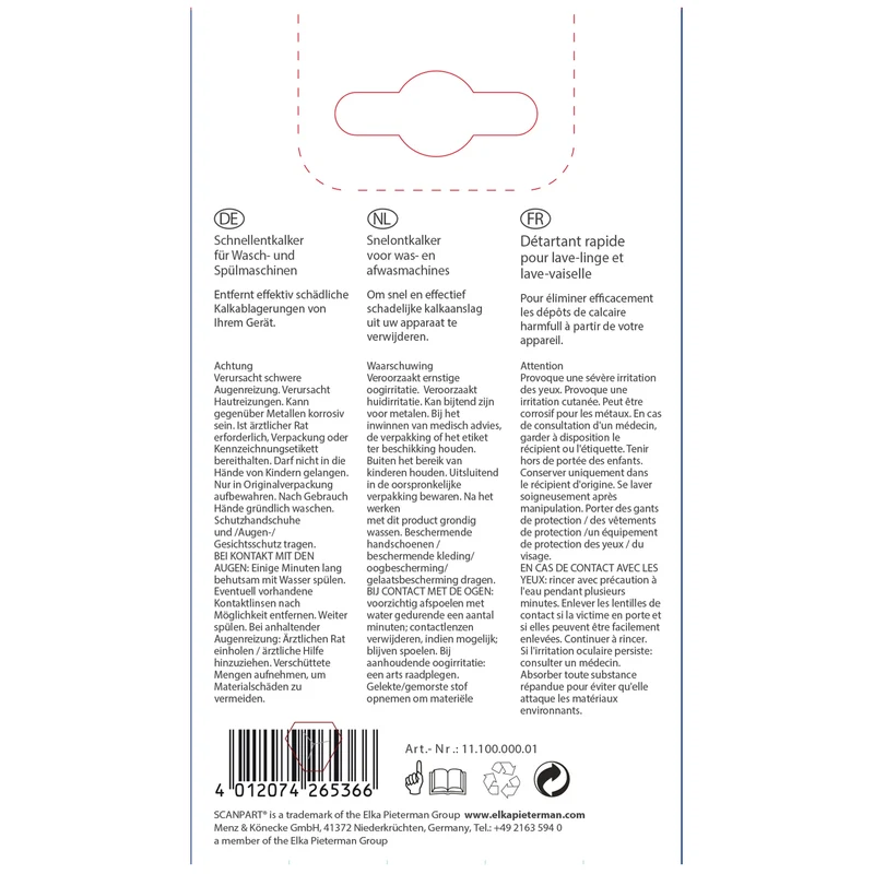 SCANPART Nettoyeur pour machine à laver R020 - Poudre