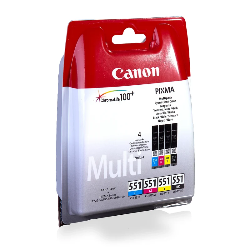 CANON Cartouche d'encre CLI-551 - Multipack - Noir + Bleu + Rouge + Jaune