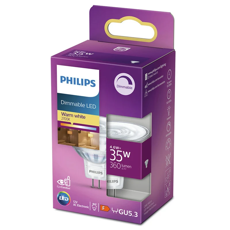 PHILIPS - Reflector Spot - GU5.3 - 35 W - 360 Lumen - 2700 K - Bright - MR16