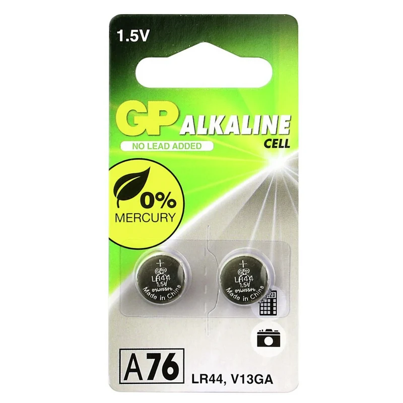 GP Alkaline LR44 | A76 - Pack duo - 1.5 V - 110 mAh - Cellule bouton