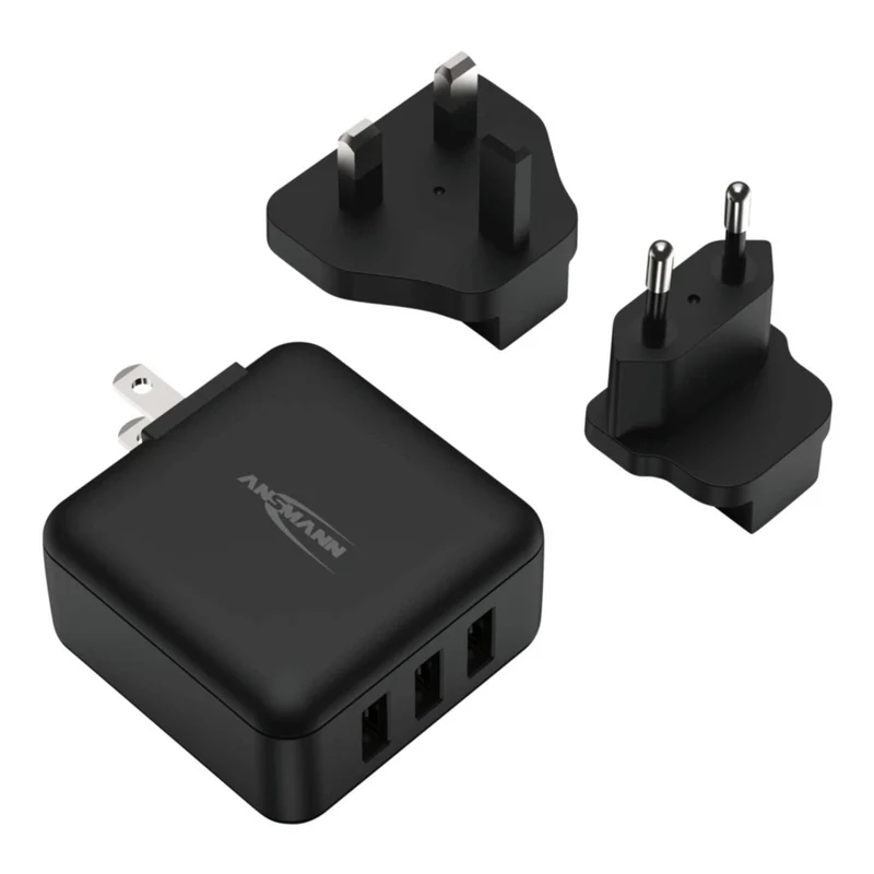 ANSMANN - Adaptateur - 3 x USB A vers prise européenne | Prise américaine | Prise britannique