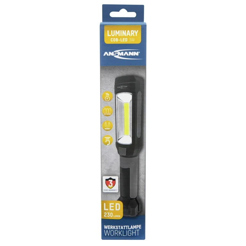 ANSMANN - Lampe torche - WL230B - Lampe d'atelier - 230 lumens - 2 piles AAA