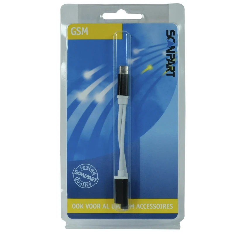 SCANPART - Câble de charge et de données - Câble adaptateur - USB-C (Mâle) - USB-C (Femelle) + 3.5 mm Jack (Femelle) - 0,1 m