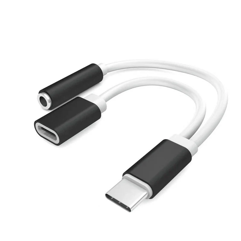 SCANPART - Câble de charge et de données - Câble adaptateur - USB-C (Mâle) - USB-C (Femelle) + 3.5 mm Jack (Femelle) - 0,1 m