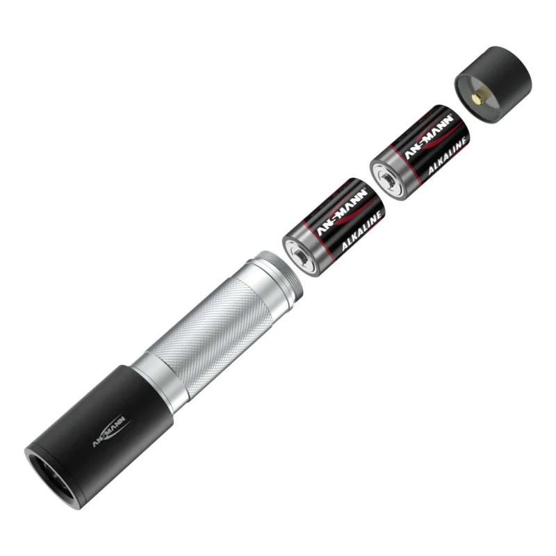 ANSMANN - Lampe torche - 300B - 315 lumens - Noir + Argent - 1 pile C
