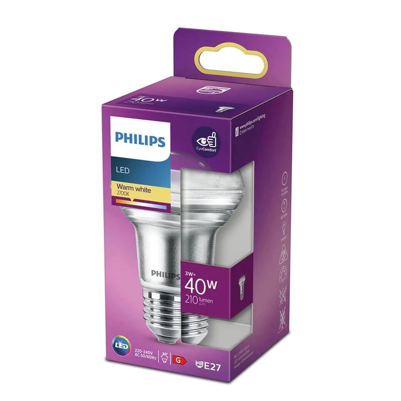 PHILIPS - Reflector Spot - E27 - 40 W - 210 Lumen - 2700 K - Bright - Bulb