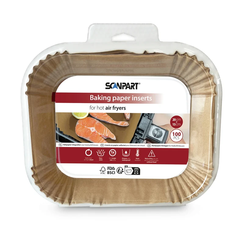 SCANPART - Papier cuisson pour friteuse à air chaud - 100 pièces - 20 cm x 15 cm
