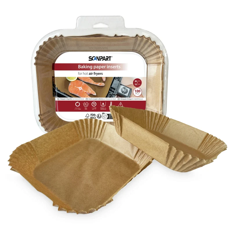SCANPART - Papier cuisson pour friteuse à air chaud - 100 pièces - 20 cm x 15 cm