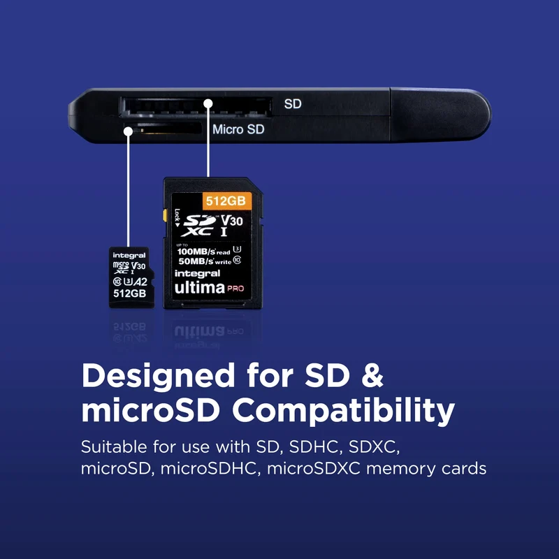 INTEGRAL - Lecteur de carte SD - USB-C - Pour carte mémoire SD & carte mémoire microSD