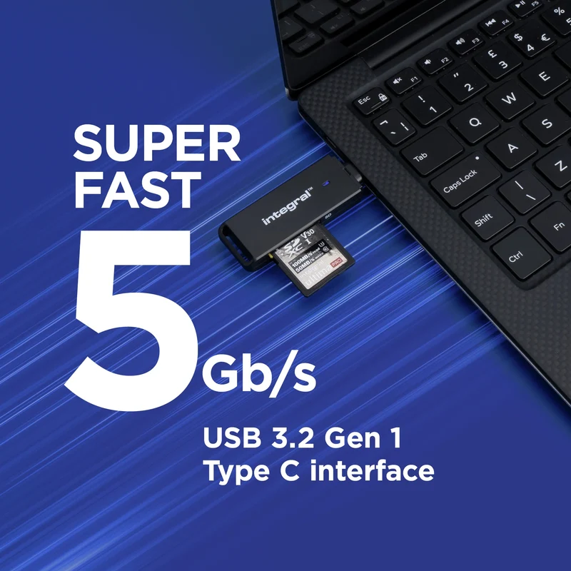 INTEGRAL - Lecteur de carte SD - USB-C - Pour carte mémoire SD & carte mémoire microSD