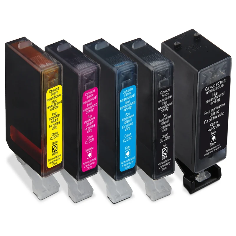 RECYCLECLUB Cartouche d'encre PGI-525 | CLI-526 - Multipack - Noir + Bleu + Rouge + Jaune - Remplace Canon