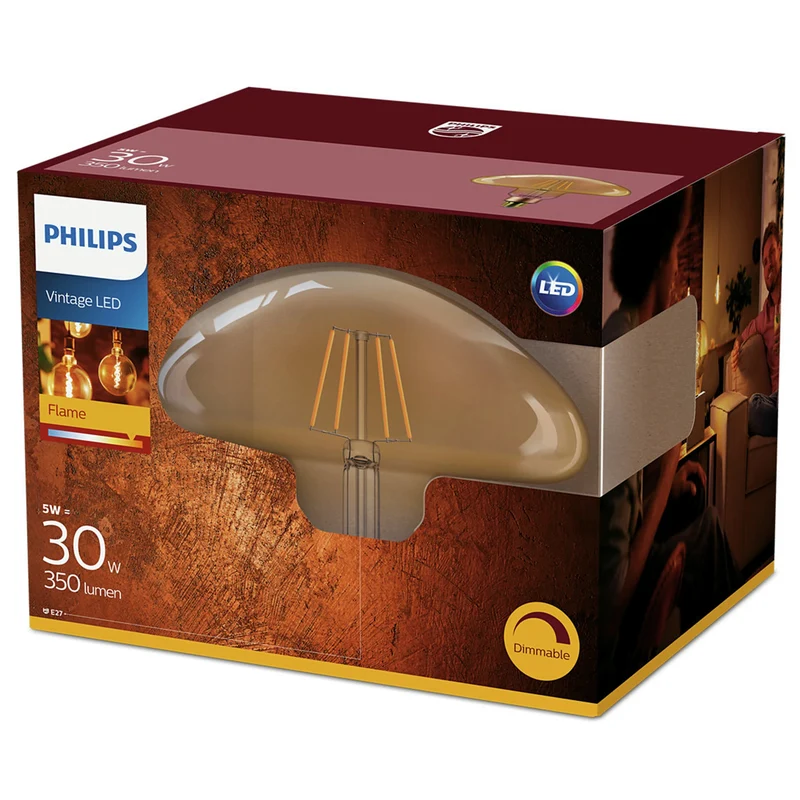 PHILIPS - Vintage Led - E27 - 30 W - 350 Lumen - 2000 K - Flame - Mushroom - Dimmable