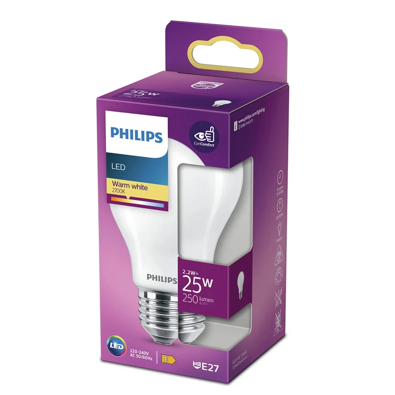 PHILIPS - Light Bulb - E27 - 25 W - 250 Lumen - 2700 K - Frosted - Bulb