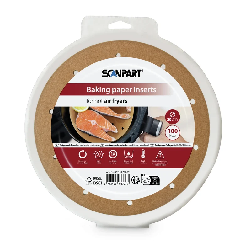 SCANPART - Papier cuisson pour friteuse à air chaud - 100 pièces - Ø20 cm