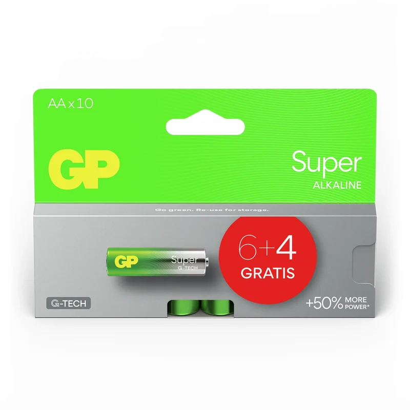 GP Super Alkaline AA | LR06 - Multipack - 10 Pièces - 1.5 V - 2900 mAh Batterie